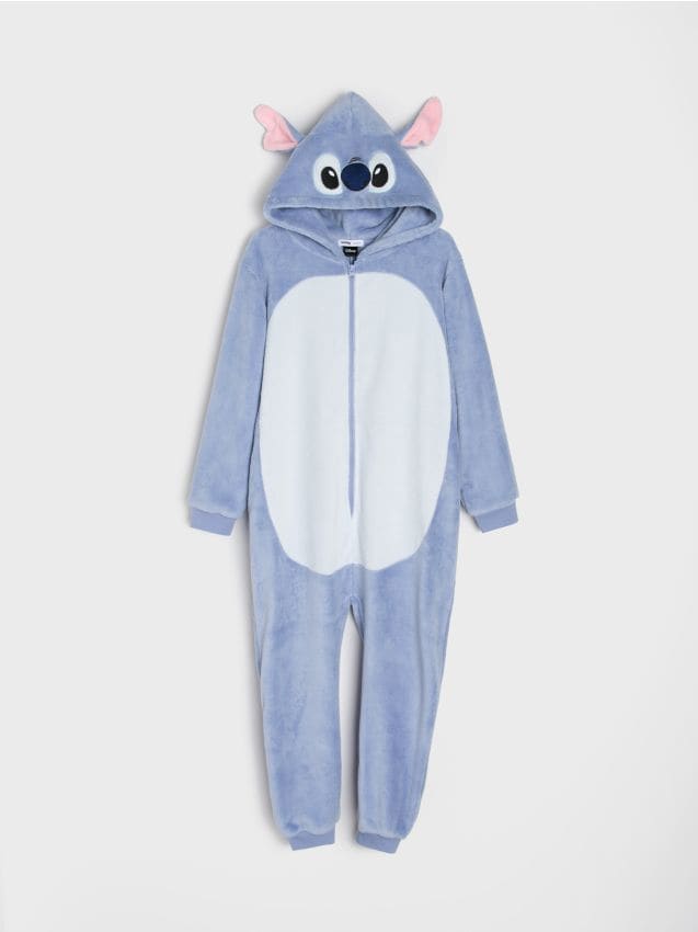 Sinsay - Pijamale tip onesie din fleece Stitch - albastru-pal