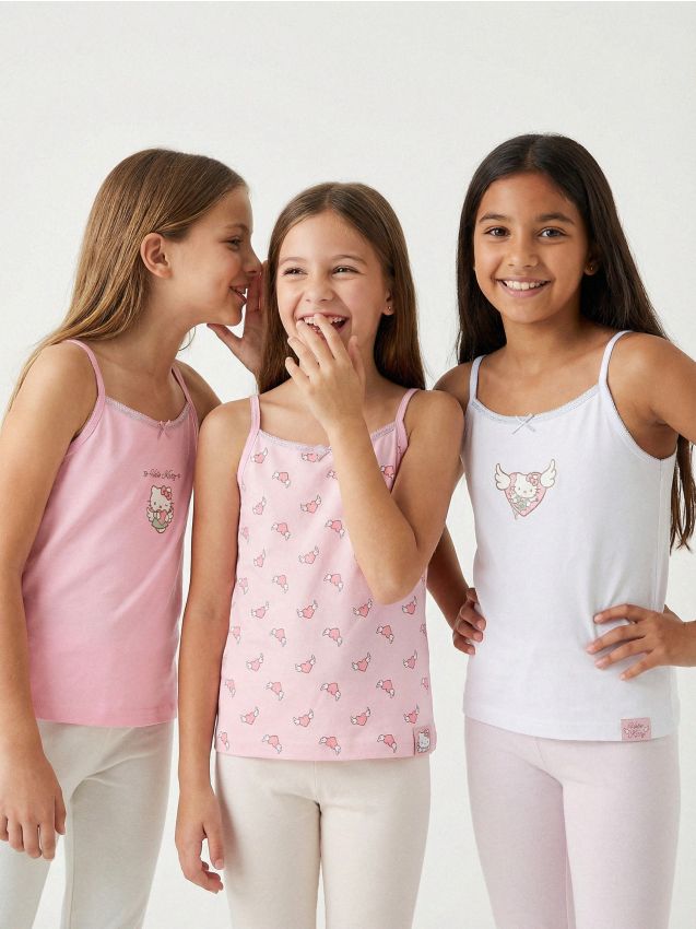 Sinsay - Tricouri din bumbac cu imprimeu Hello Kitty 3 pachete - multicolor