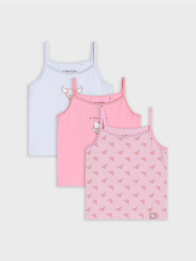 Sinsay - Bawełniane koszulki z nadrukiem 3 pack Hello Kitty - wielobarwny