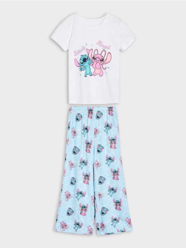 Sinsay - Pijama din două piese Stitch - crem