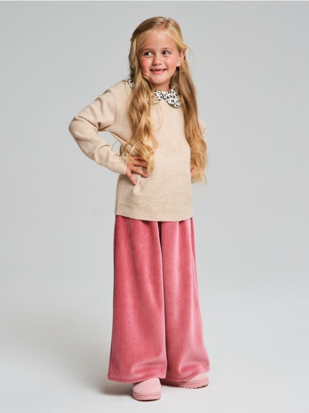 Sinsay - Široké nohavice s flísovou podšívkou - burgundská červená