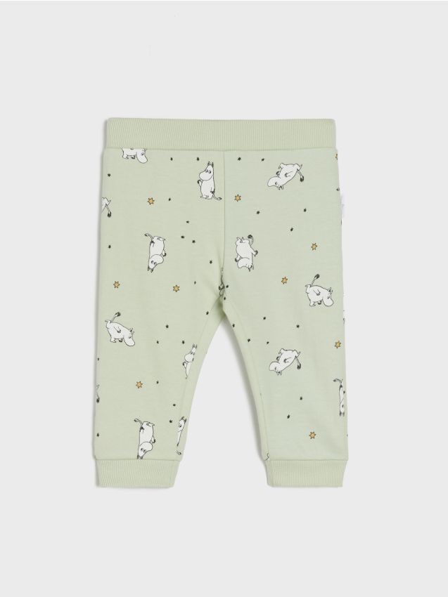 Sinsay - Pantaloni regular The Moomins - verde-mentă