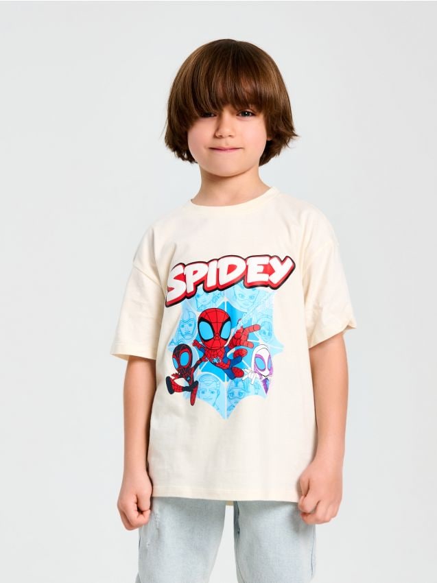 Sinsay - Koszulka Spider-Man - kremowy