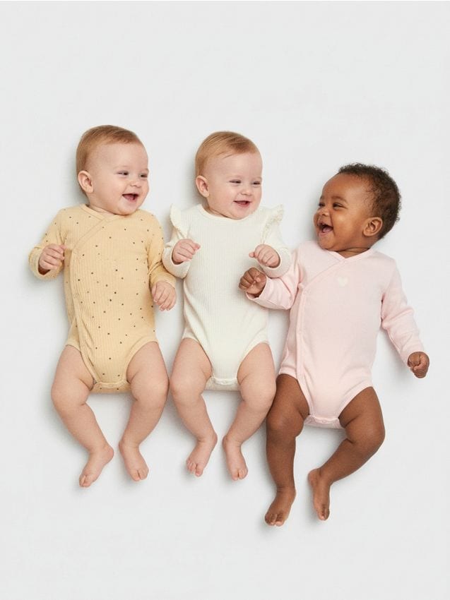 Sinsay - Set de 3 body-uri - crem