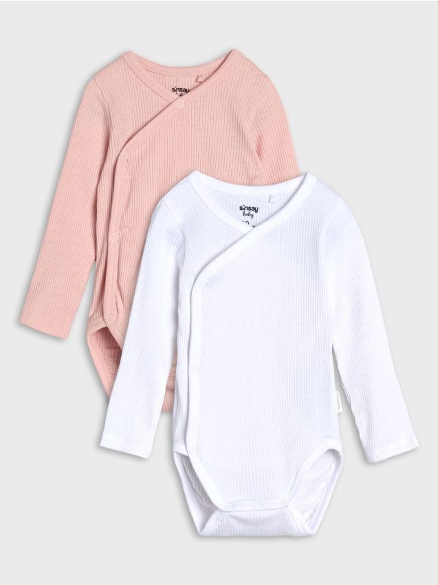 Sinsay - Body cu decolteu tip plic 2 pack - roz