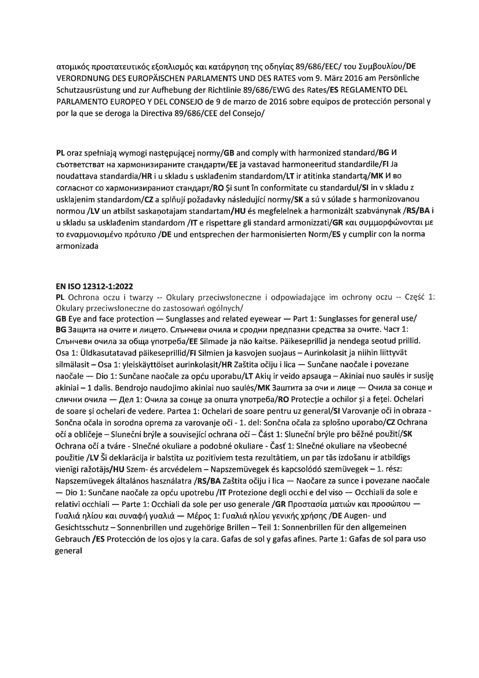 Declaration of Conformity Sunglasses 3